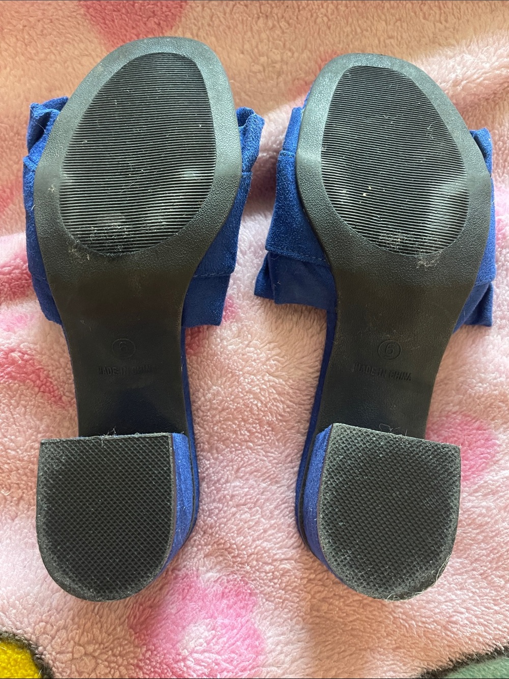 Avon Blue Ruffle Block Heel Mules - Picture 5 of 6